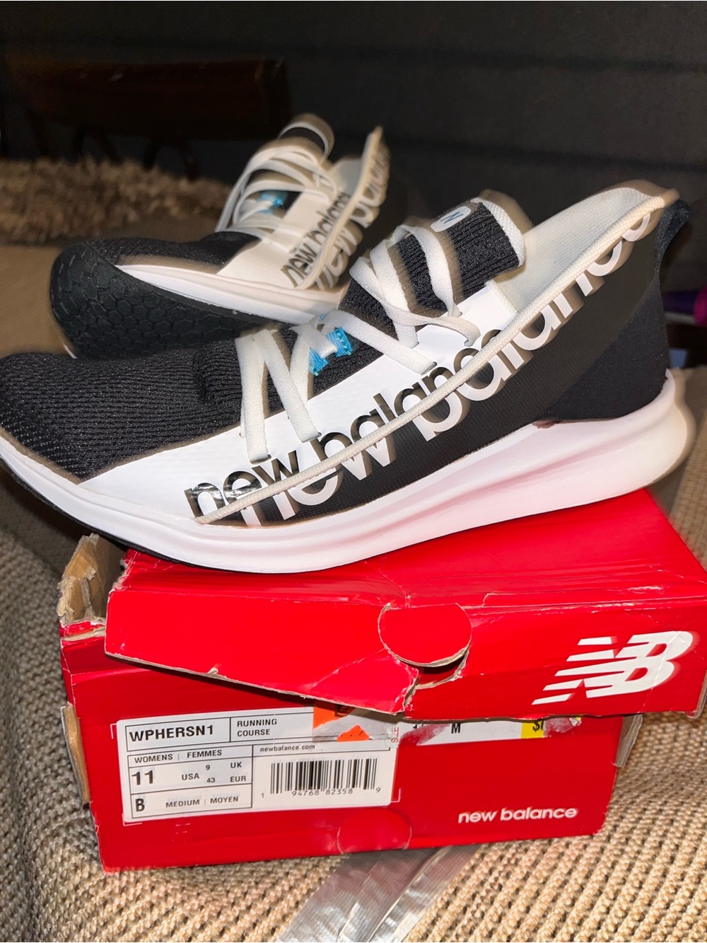 New Balance Black and White Kids' Athletic Sneakers